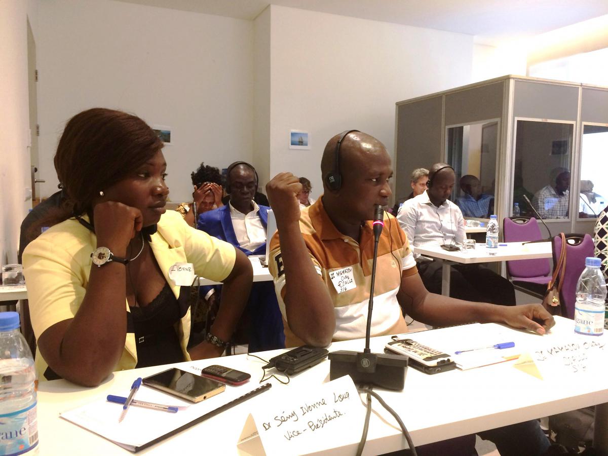 Leaders of RENASEG participate in the Survivor Network Regional Workshop in Conakry, Guinea in March 2017. Dr. Seny Ivonne Loua, Vice President (left) and Dr. Mamadou Oury Diallo, President (right).