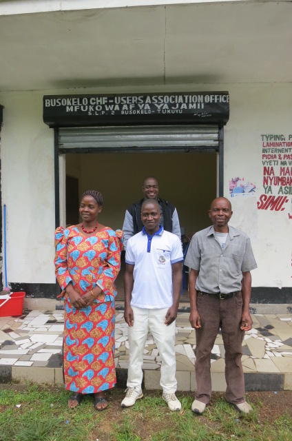CHFuA leaders, volunteer and HIMSO staff at their office in Lwanga Busekelo 